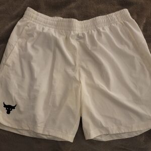 Under Armour Project Rock- Men's White Athletic Shorts
